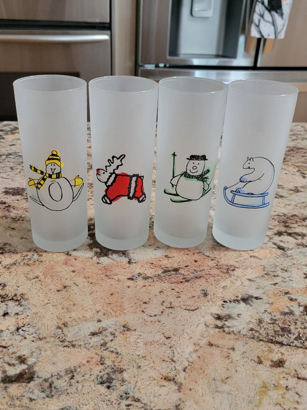Vintage Dartington Designs Frosted Highball Glasses – Winter/Holiday Series